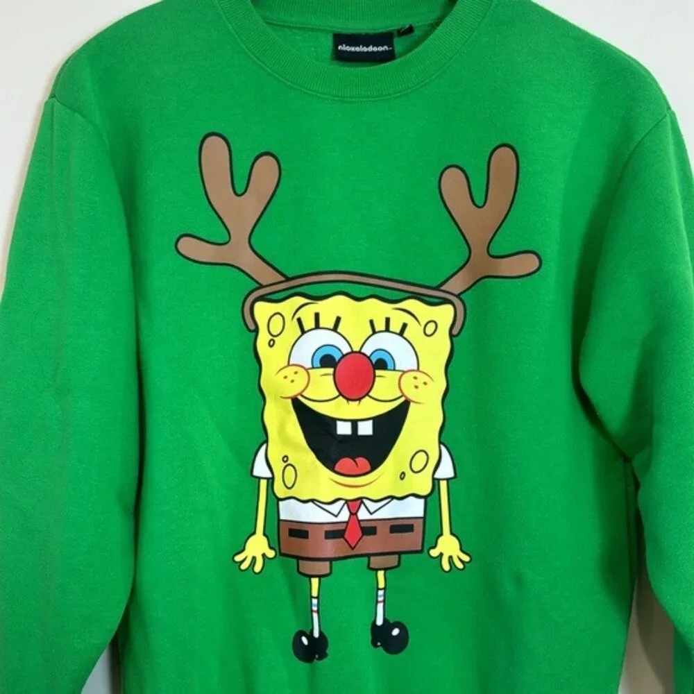 Nickelodeon SpongeBob‎ SquarePants Christmas Sweater Size Small- Green Holiday